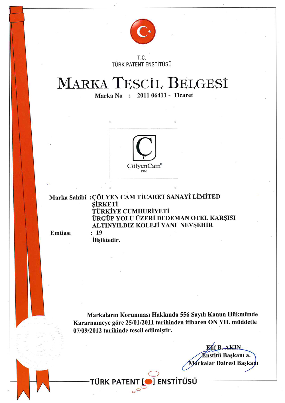 Marka Tescil Belgesi